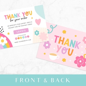 Rainbow Thank You Card Template Canva - Rainbow Branding - Canva Order ...