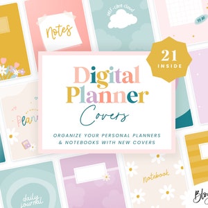 Digital Planner Notebook Covers - Goodnotes Planner Covers 2023 - Journal Cover Collection - Cute Rainbow Notebook Covers - SH01 Blog Pixie