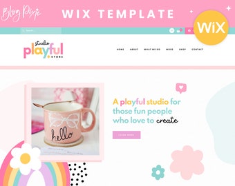 Rainbow Wix Template - Creative Wix Website Design - Wix Template for Shop and Blog - Fun Playful Wix Theme - PF01 - Blog Pixie