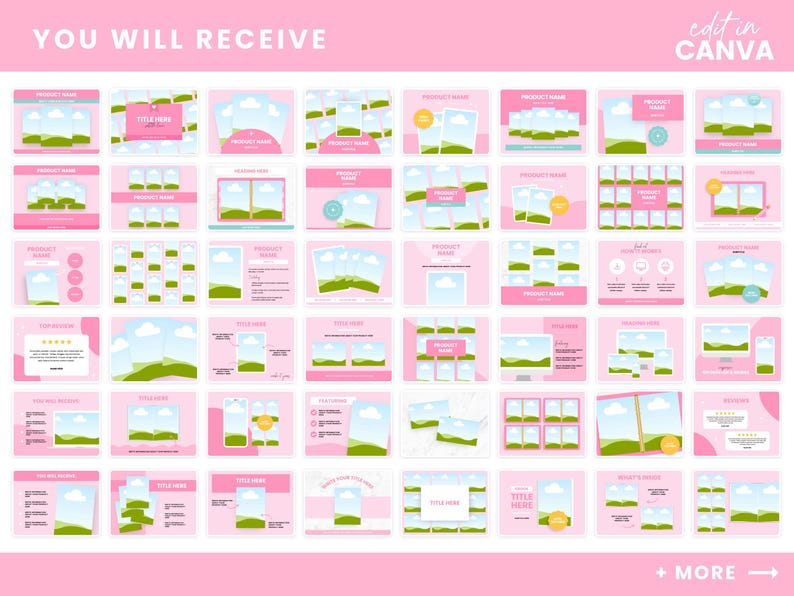 Product listing mockups to edit in Canva