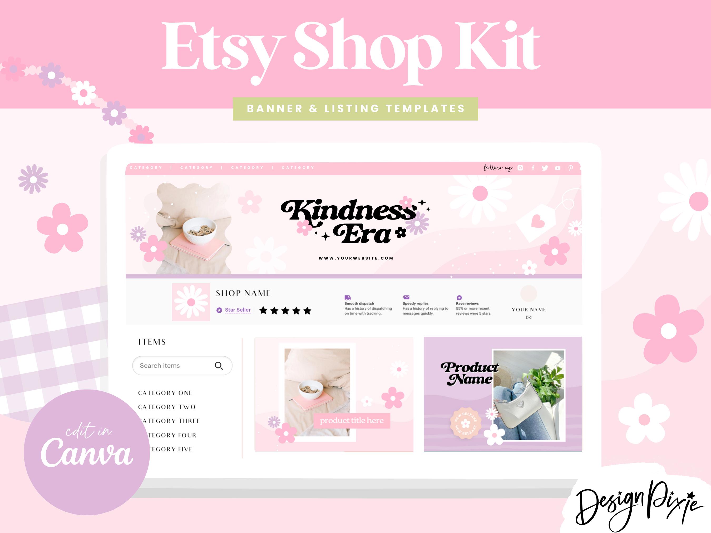 Etsy Shop Kit Pink Purple - Etsy Banner Templates Canva - Etsy Store ...