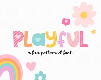 Playful Font With Hearts and Patterns - Cute Fonts for Procreate - Pattern Font - Decorative Lettering Fonts -  iPad Font PF01 Blog Pixie