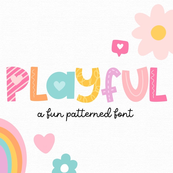 Playful Font With Hearts and Patterns - Cute Fonts for Procreate - Pattern Font - Decorative Lettering Fonts -  iPad Font PF01 Blog Pixie