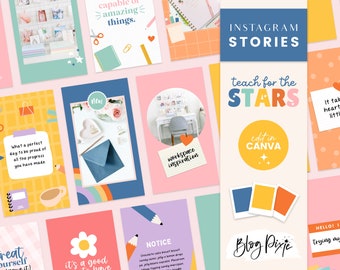 Teacher Instagram Stories Canva - Instagram Story Templates for Teachers - Positive Quotes for Instagram Social Media Pack - TC01 Blog Pixie