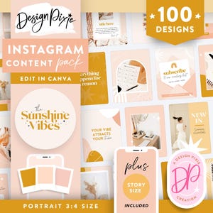 Boho Instagram-sjablonen voor berichten en verhaalideeën - bewerkbaar op canva - Boho Boutique-branding - Sunshine Vibes - SV01 Design Pixie