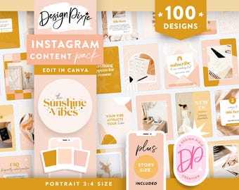 Boho Instagram Vorlagen für Posts und Story Ideen - Canva Bearbeitbar - Boho Boutique Branding - Sonnenschein Vibes - SV01 Design Pixie