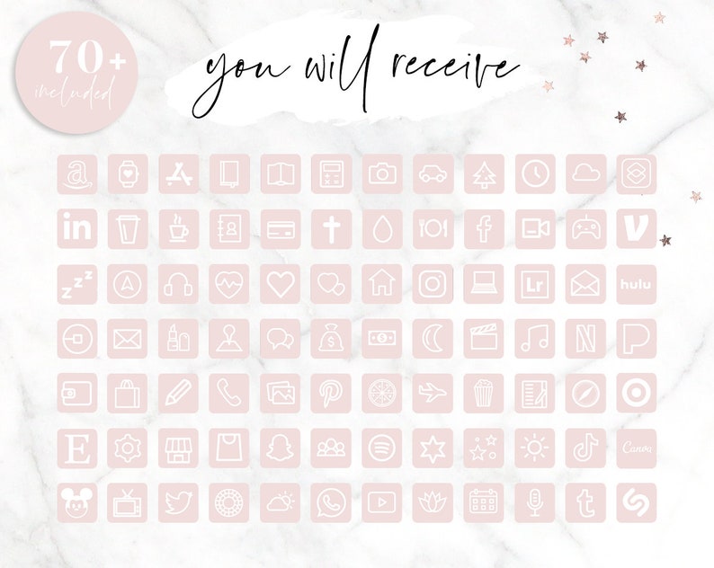 App Icons Pink IOS 14 Aesthetic App Covers IOS14 Pastel Etsy