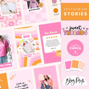 Pink Retro Instagram Story Templates Canva - Instagram Stories - Positive Quotes for Instagram - Creative Instagram - ST01 - Blog Pixie