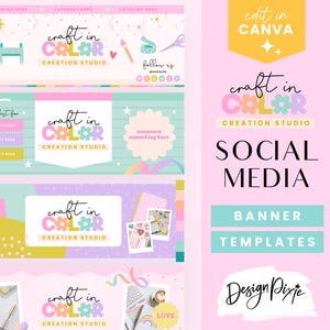 Färgglada mallar för omslagsbilder för sociala medier - Canva Facebook-omslag - Social bakgrund - Youtube-profilomslag - CR01 Design Pixie