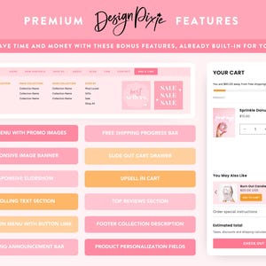Pink Shopify Theme - Ecommerce Boutique - Pretty Shopify Website Template with Sparkles - Party Candle Shop Branding - CW01 - Design Pixie image 6