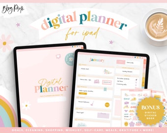Digital Planner 2026 - Undated Goodnotes Planner - Digital Stickers - Colorful Self Care Planner - Rainbow iPad Planner - SH01 - Blog Pixie
