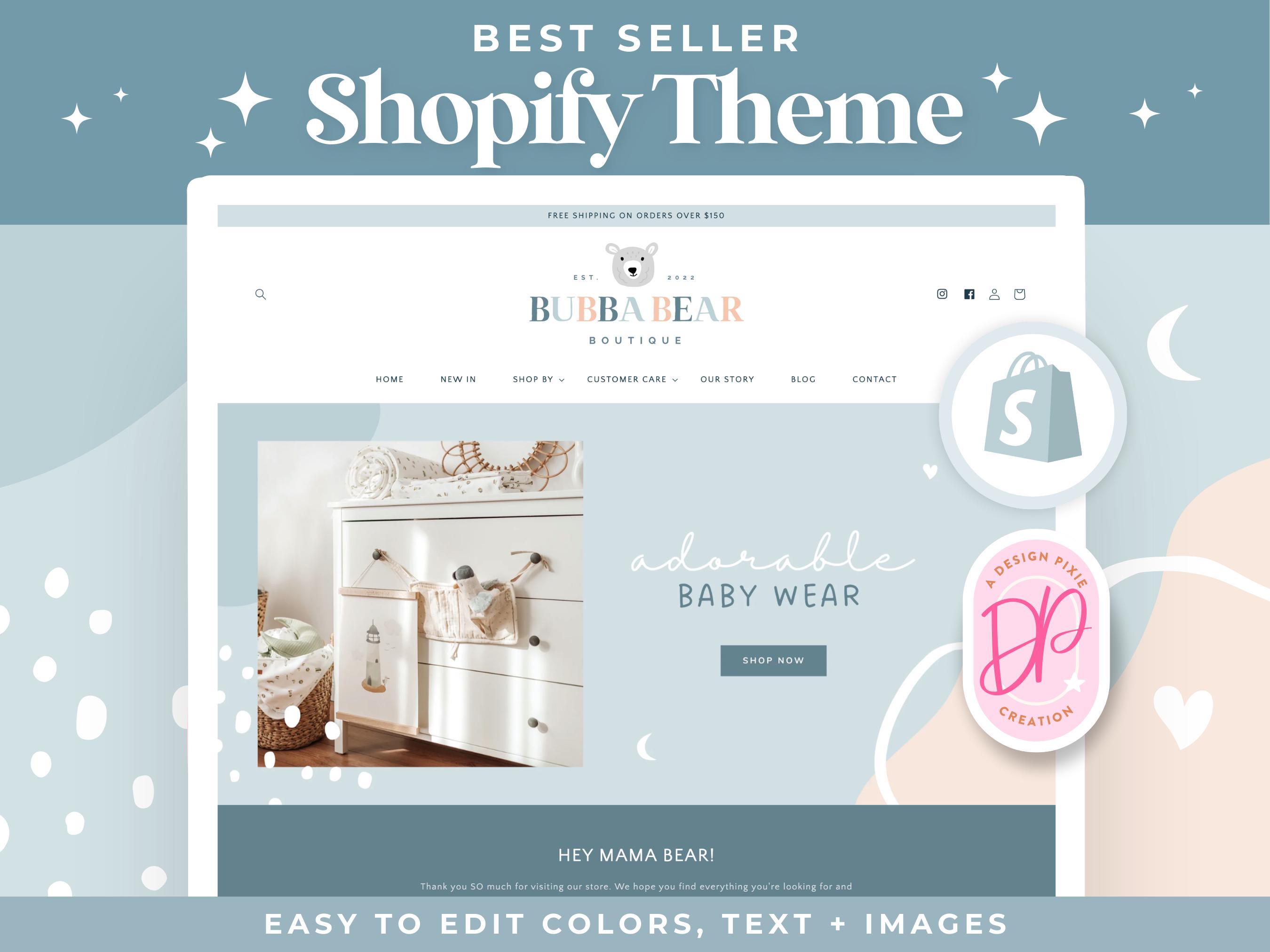 Shopify Theme Kids Baby Boutique Shopify Website Template Shopify Banners Shopify Design Online Boutique BR01 Blog Pixie Etsy Canada