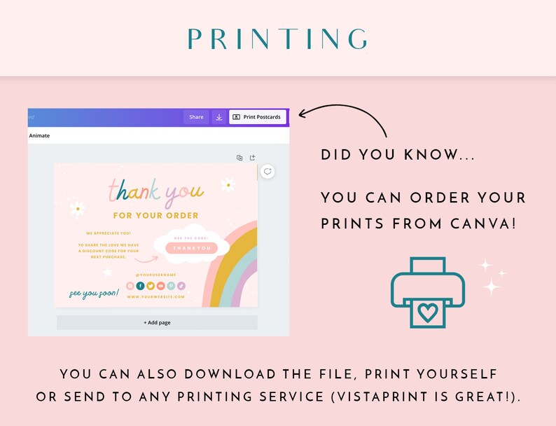 Thank You Card Template - Pastel Rainbow Branding - Canva Order Card ...