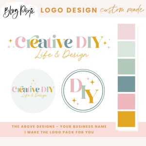 Colorful Logo Design with Stars - Creative Logos - Business Logo - Rainbow Logo - Bright Pastel Logo - Blog Header Branding CD01 Blog Pixie