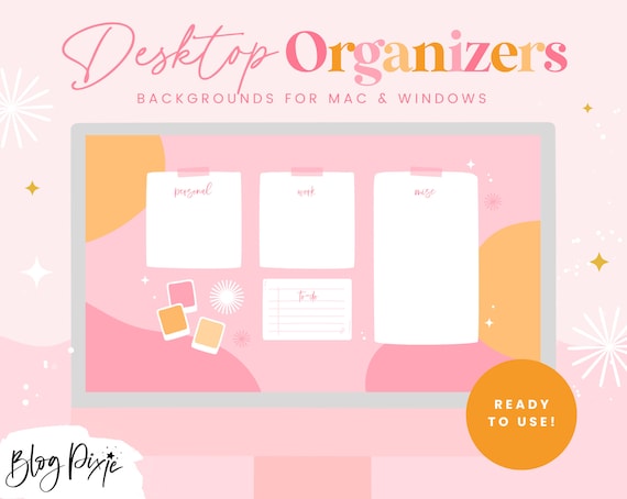 Desktop Organizer Wallpaper Pink Desktop Background Cute Aesthetic 2023  Desktop Organizer for Mac and Windows CW01 Blog Pixie 