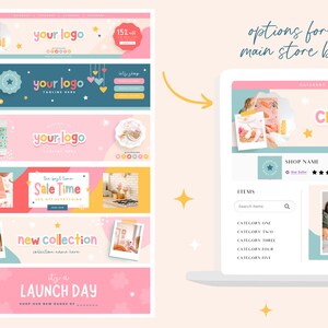 Fun Etsy Banner Templates - Etsy Shop Kit Canva - Etsy Shop Bundle - Etsy Store Listing Design - Etsy Banner Template Set - CC01 Blog Pixie image 3