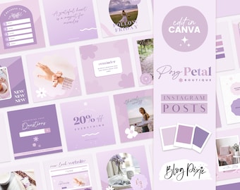 Instagram Post Templates Purple - Instagram Templates Canva - Quotes for Instagram Bundle - Fashion Purple Lilac Instagram - Blog Pixie