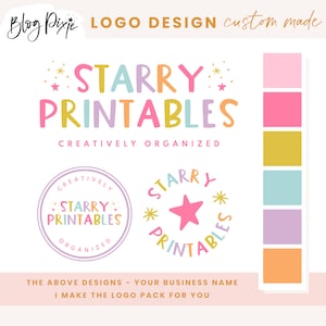 Bright Colorful Logo Design - Small Business Logo - Fun Logos - Rainbow Logo - Happy Cute Branding Kit - Playful Logo Design SP01 Blog Pixie