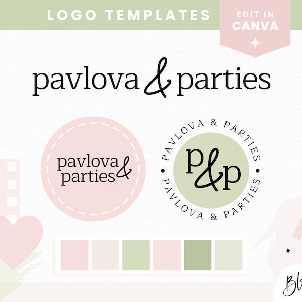 Modern Logo Design Template Canva - Pretty Feminine Boutique Logo for Small Business - Editable Craft Logo Design Canva - PP01 - Blog Pixie