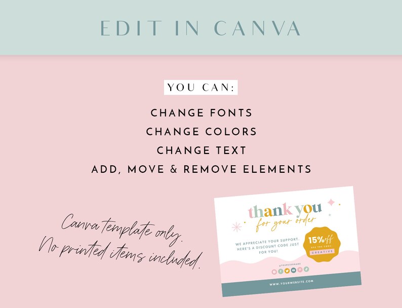 Thank You Card Template Canva - Pastel Rainbow Branding Design - Canva ...