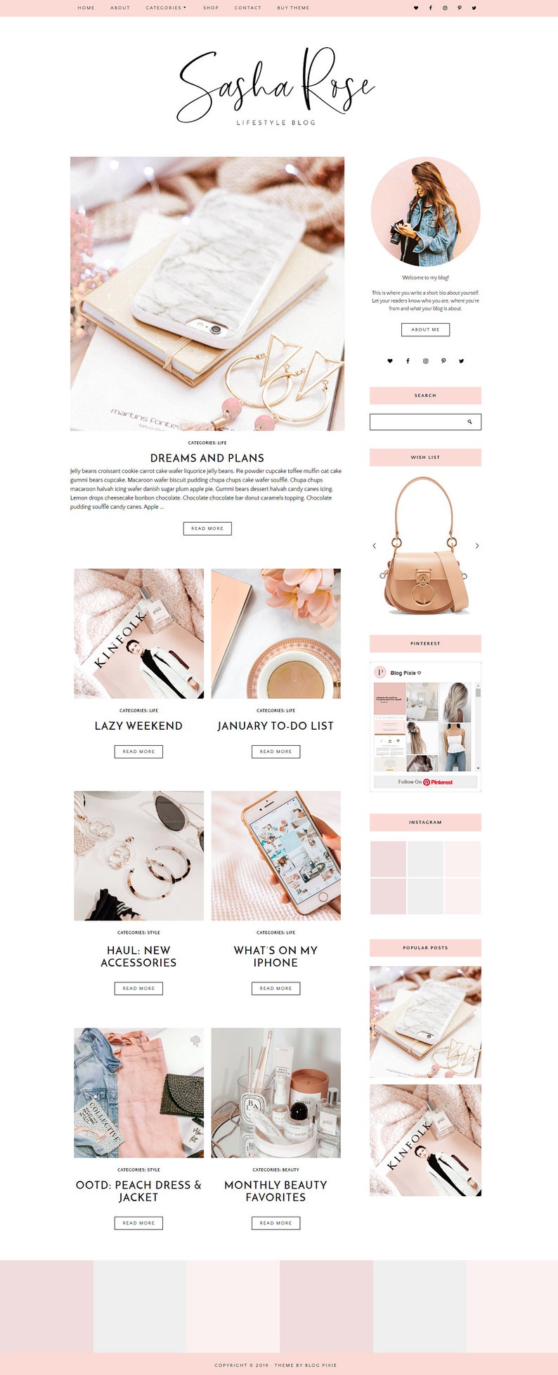 Wordpress Theme Wordpress Theme for Bloggers Wordpress Blog Responsive Wordpress Themes Feminine Design Free Font Blog Pixie image 7