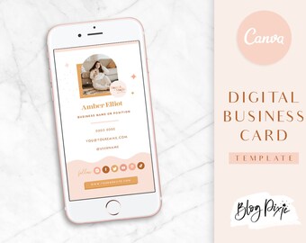 Digital Business Card Template - Boho Canva Business Card Design - Modern Business Card - Small Business Branding - Blog Pixie