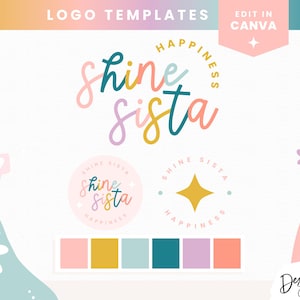 Pastel Rainbow Logo Design Template Canva - Small Business Editable Logo Design - Logo Design Canva - Rainbow Logo - SH01 Blog Pixie