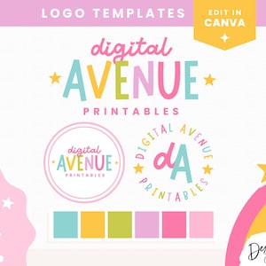Logo Design For Digital Products - Rainbow Logo Design Template - Editable Canva Logo - Printables Logo Template - DI01 Blog Pixie