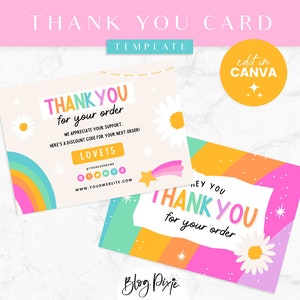 Sjabloon Rainbow-bedankkaart - Canva-bestelkaart - Rainbow-branding - Branding voor kleine bedrijven - Bedankkaarten - RJ01 - Blog Pixie