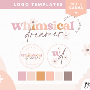 Logo Design for Small Business - Logo Template Canva - Editable Logo Design - Flower Logo Design Canva - Pretty Boutique Logo - Blog Pixie