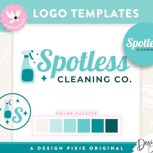 Cleaning Business Logo Template - Blue Canva Logo Design for Cleaning Business - Cleaner Logo - Social Media Logo Bundle CL01 Design Pixie