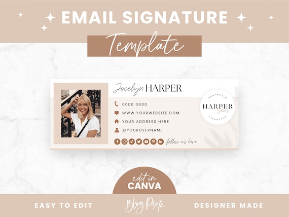 Boho Email Signature Template Canva - Business Email Signature Design - Gmail - Outlook - Editable Email Signature - HS01 - Blog Pixie