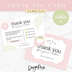 Sjabloon mooie bedankkaart canva - roze bedankkaart - mooie vrouwelijke branding - kleine bedrijven - PP01 Blog Pixie