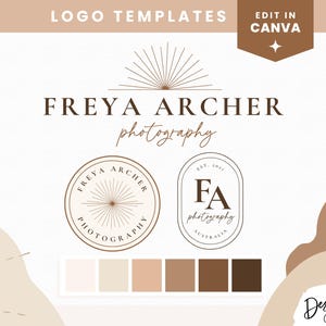 Photography Logo Design Template Canva - Editable Boho Photography Logo - Photographer Watermark Template - Branding Kit - FA01 - Blog Pixie