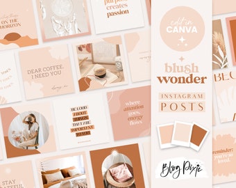 Boho Instagram Post Templates Canva - Creative Instagram Templates - Quotes for Instagram - Canva Designs - Blush Instagram - Blog Pixie