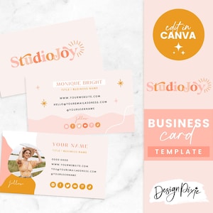 Visitenkarte Vorlage - Canva Visitenkarten Design - Bearbeitbare Visitenkarte - Studio Joy - Branding für Kleinunternehmen - SJ01 - Blog Pixie