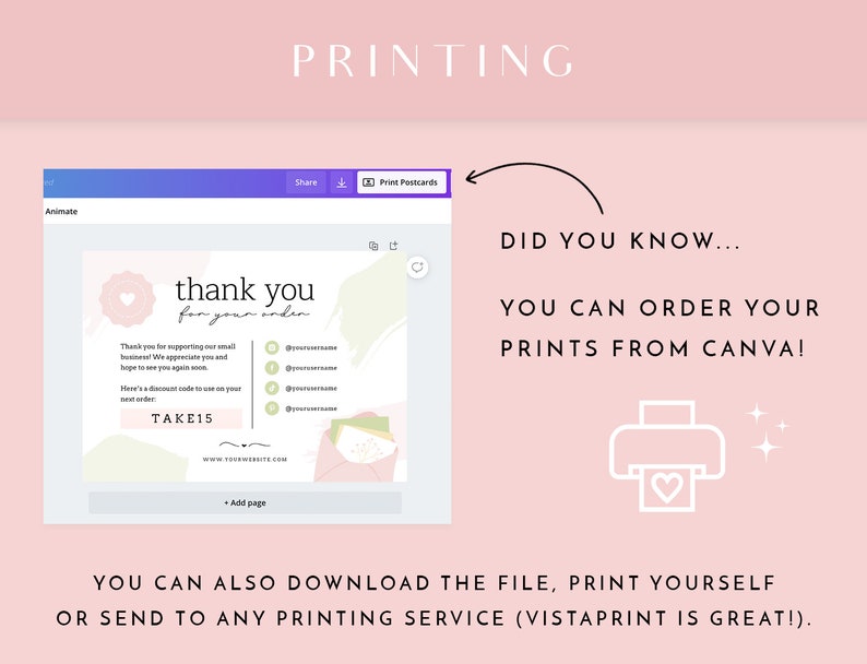 Pretty Thank You Card Template Canva - Pink Thankyou Order Card - Fancy Feminine Branding - Small Business - PP01 Blog Pixie image 5