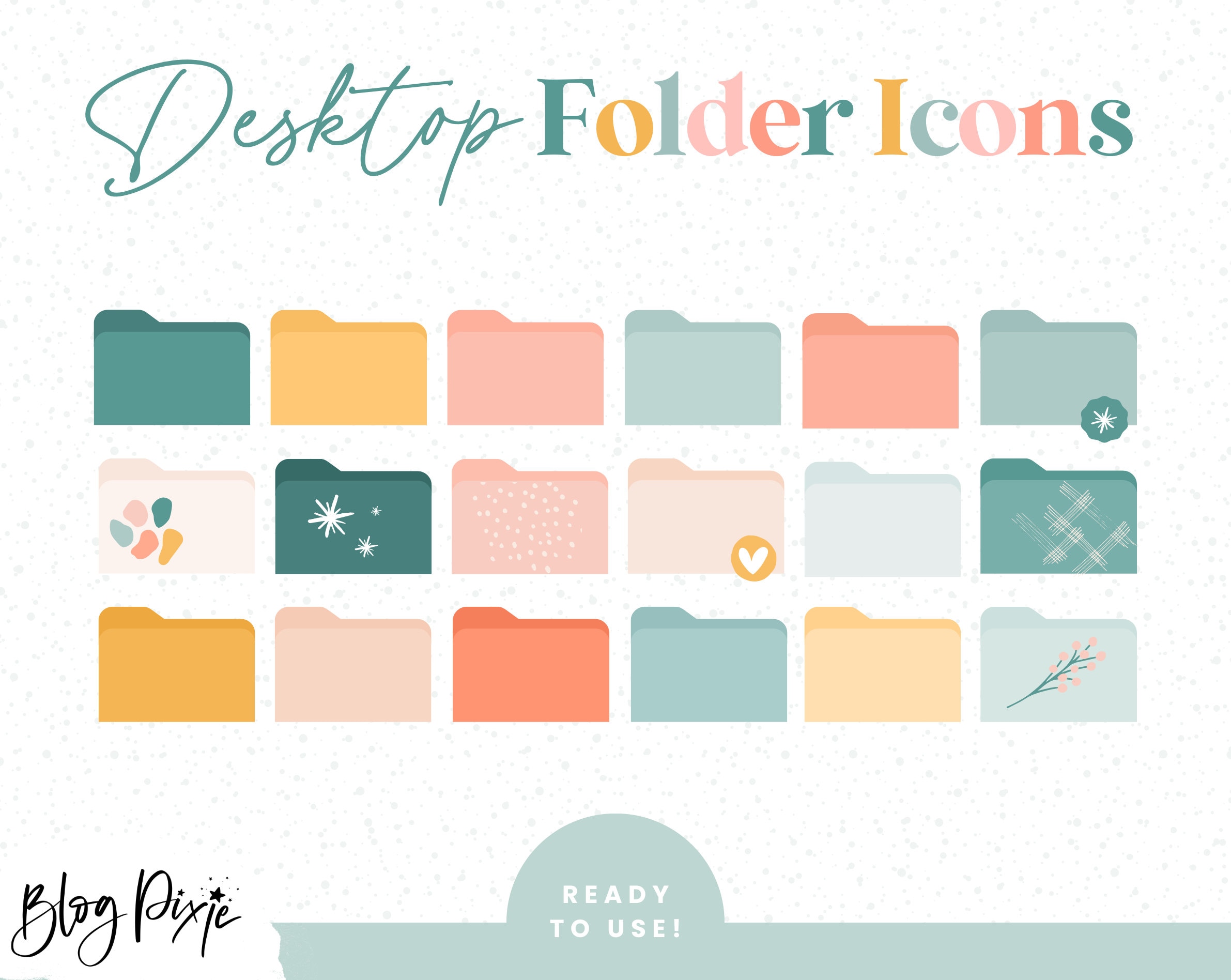 Desktop Folder Icons Rainbow - Cute Aesthetic Mac Desktop - PC Folders ...