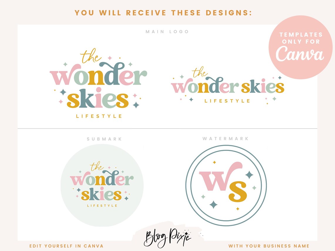 Logo With Stars - Logo Template Canva - Editable Logo Design - Small ...