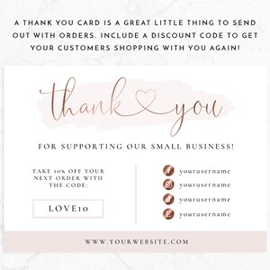 Thank You Card Template Rose Gold Blush Pink Canva Thankyou Order Card ...