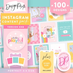 Playful Rainbow Instagram Templates Canva - Positive Quotes for Instagram - Post and Story Ideas - Cute Branding - PF01 Design Pixie