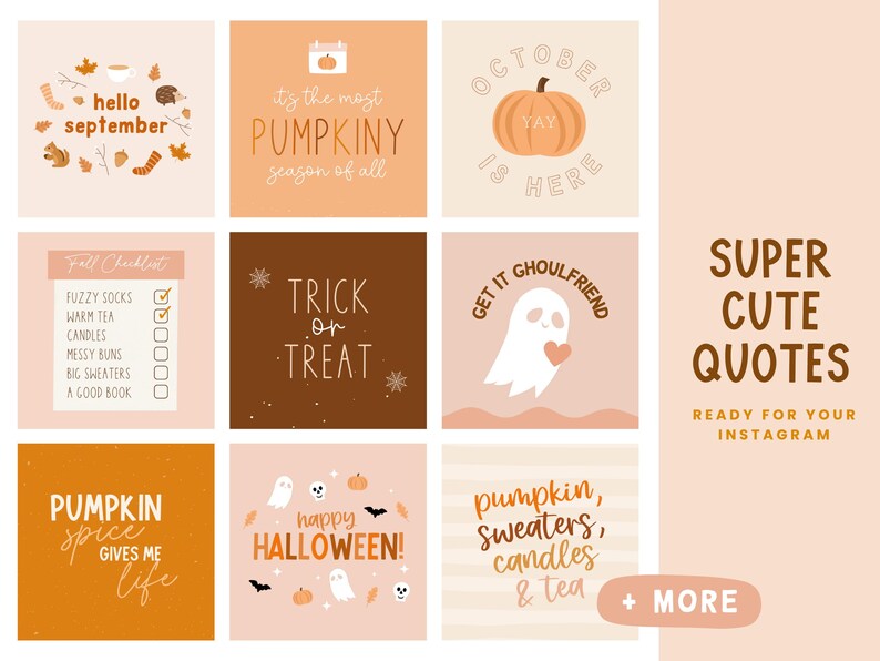 Modèles Instagram automne Canva - Idées d'articles Instagram automne - Modèles de publications Instagram pour l'automne - Ensemble Instagram Halloween Pixie image 8