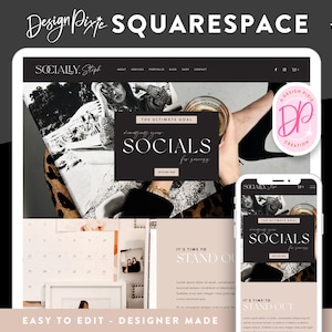 Squarespace Website Template - Black Squarespace Template for Business - Squarespace 7.1 - Social Media Manager Website - LE01 Blog Pixie