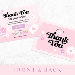 Pink Thank You Card Template - Flower Canva Thankyou Order Card ...