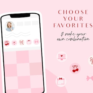 Pretty highlight covers in blush pink with bows and feminine graphics