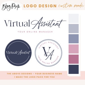 Virtual Assistant Logo Design - Modern Logo - Coach Logo - Social Media Manager - Podcast Logo - Business Branding Kit - Blog Pixie