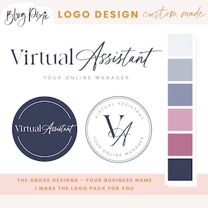 Design de logotipo de assistente virtual - Logotipo moderno - Logotipo de treinador - Gerente de mídia social - Logotipo de podcast - Kit de marca empresarial - Blog Pixie
