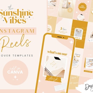 Instagram Reel Cover Templates - Canva Instagram Reels - Instagram Video Ideas - Boho Coach - Idea Pins - Sunshine Vibes - SV01 - Blog Pixie
