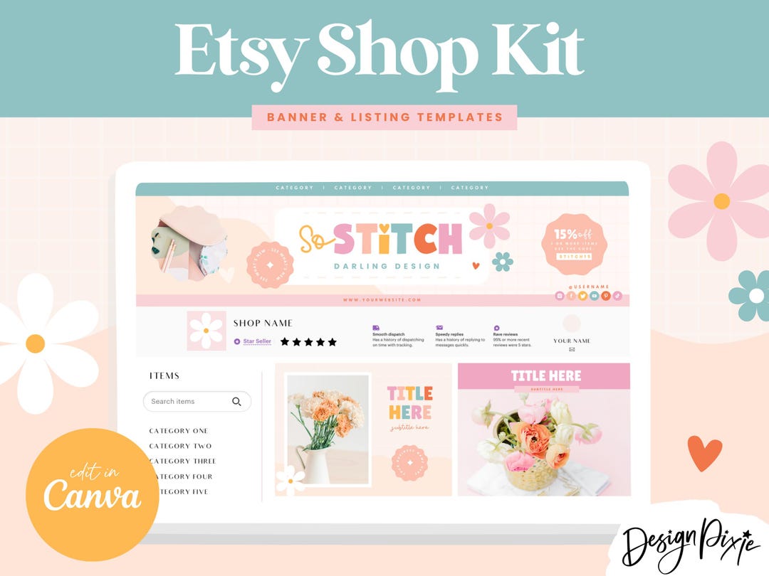 Etsy Shop Kit - Banner Templates for Canva - Etsy Shop Bundle - Etsy ...