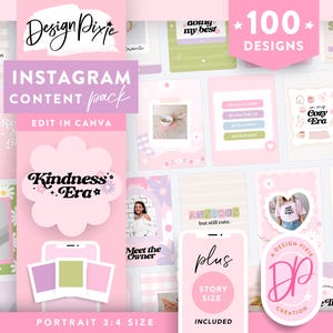 Plantillas de Instagram en rosa pastel en Canva - Ideas para publicaciones e historias femeninas, lindas y coquetas - Imagen de marca primaveral - KE01 Design Pixie